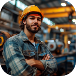 A skilled laborer dons a hard hat, immersed in the process of crafting goods within the walls of a bustling factory on Labor Day